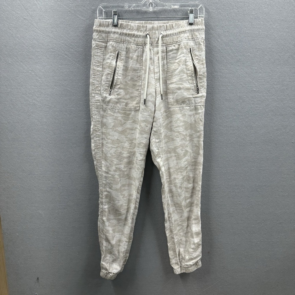 Athleta Cabo Tide Linen Jogger Pants Camo Print Drawstring Waist Women's Size 2